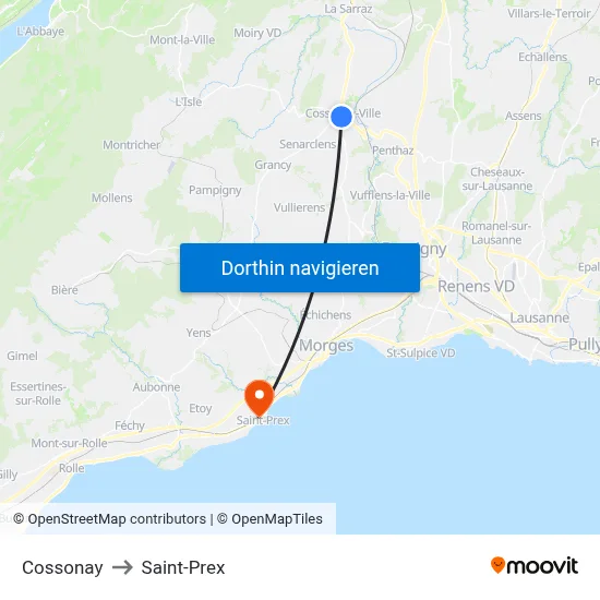 Cossonay to Saint-Prex map