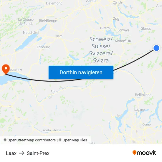 Laax to Saint-Prex map