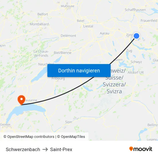 Schwerzenbach to Saint-Prex map