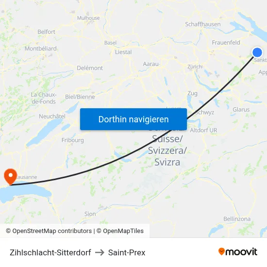 Zihlschlacht-Sitterdorf to Saint-Prex map