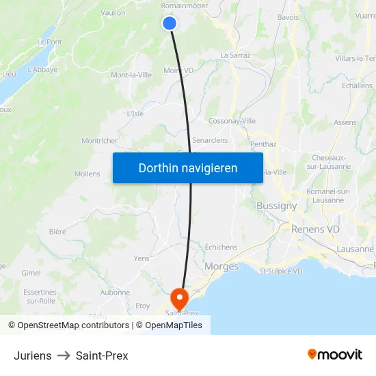 Juriens to Saint-Prex map