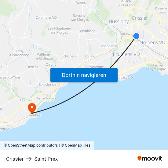Crissier to Saint-Prex map