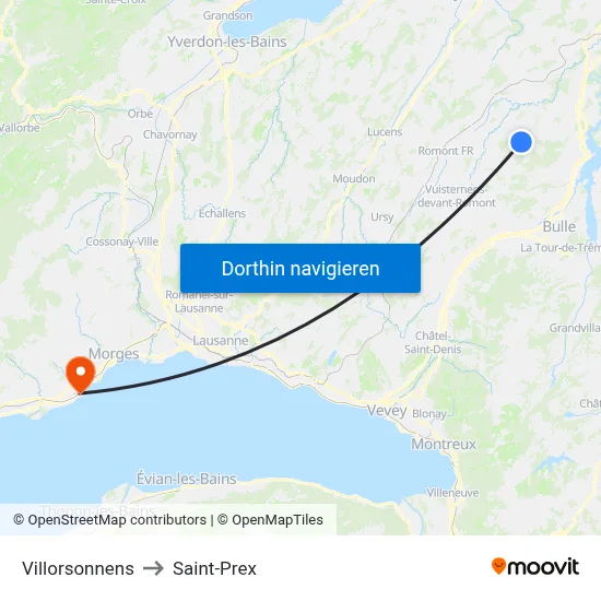 Villorsonnens to Saint-Prex map