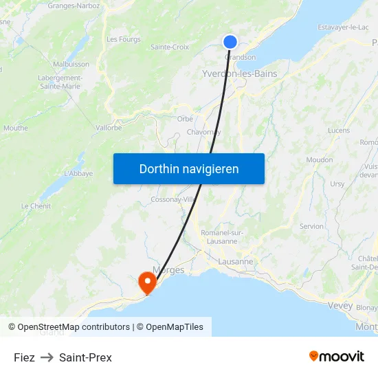 Fiez to Saint-Prex map