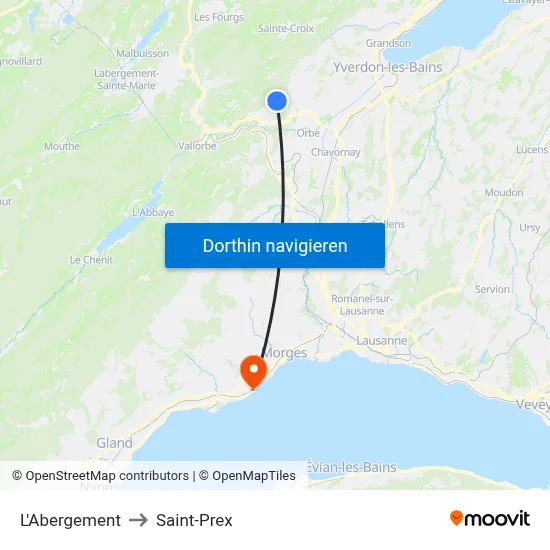 L'Abergement to Saint-Prex map