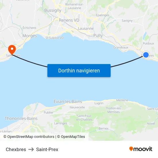 Chexbres to Saint-Prex map