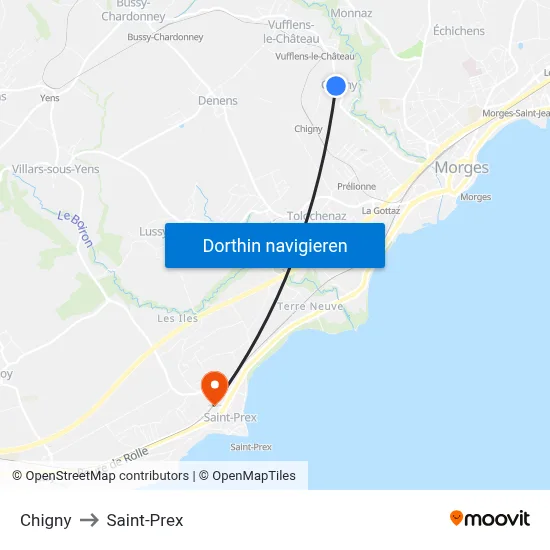 Chigny to Saint-Prex map