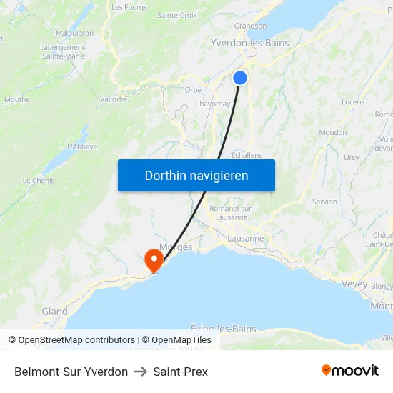 Belmont-Sur-Yverdon to Saint-Prex map