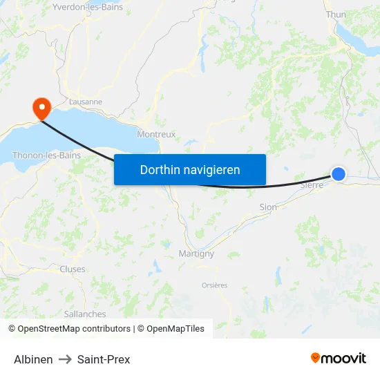 Albinen to Saint-Prex map