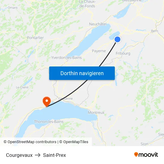 Courgevaux to Saint-Prex map