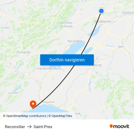 Reconvilier to Saint-Prex map