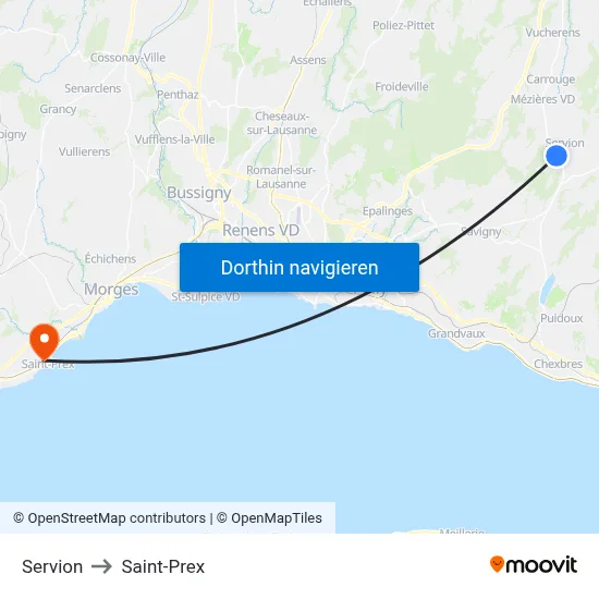Servion to Saint-Prex map
