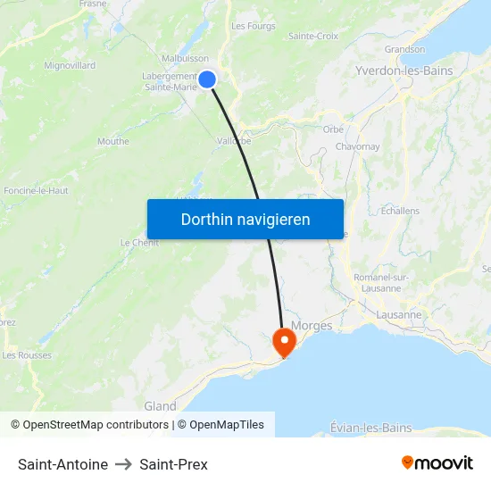 Saint-Antoine to Saint-Prex map