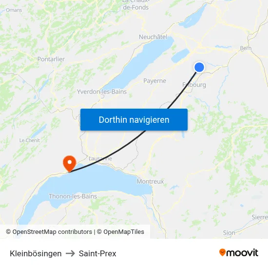 Kleinbösingen to Saint-Prex map