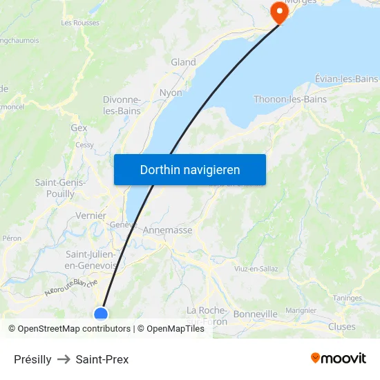 Présilly to Saint-Prex map