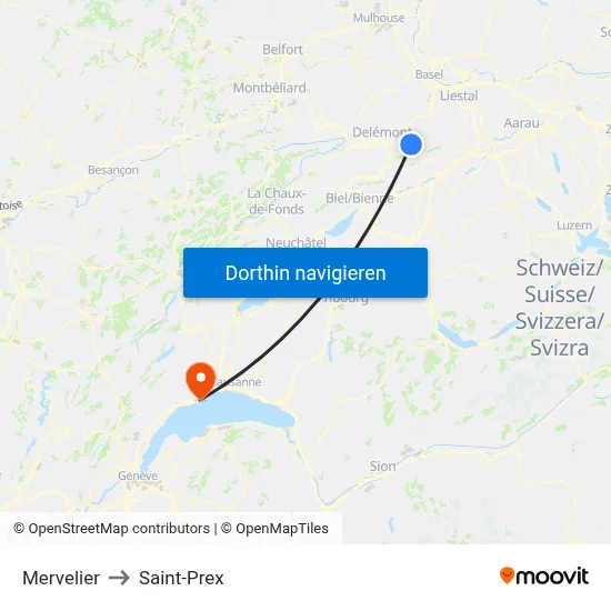 Mervelier to Saint-Prex map