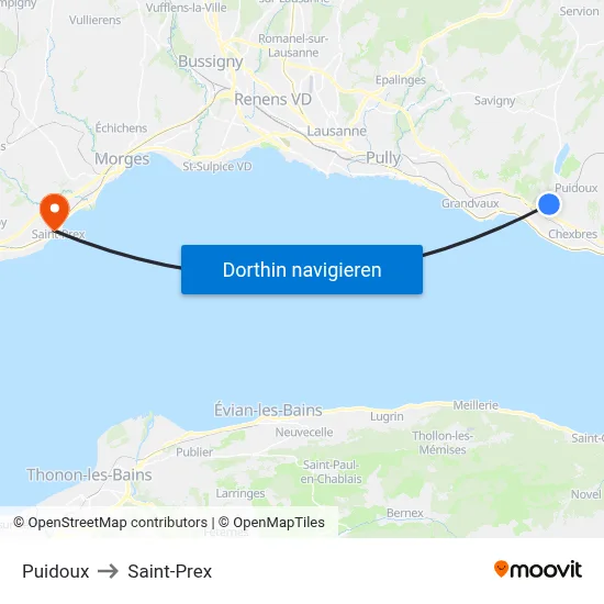 Puidoux to Saint-Prex map
