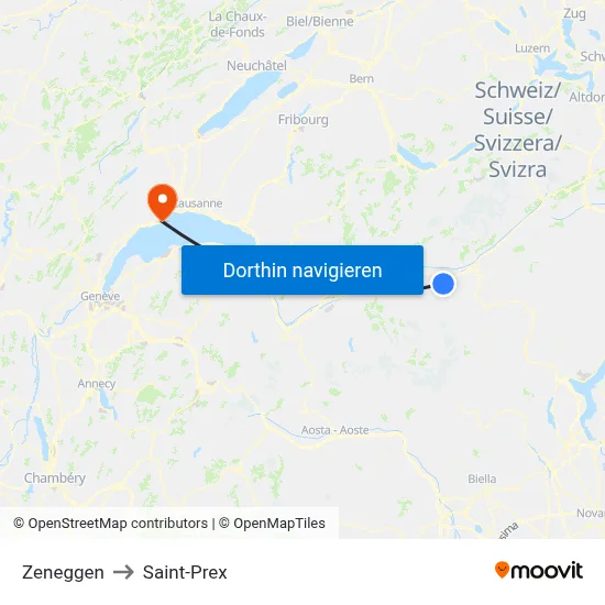 Zeneggen to Saint-Prex map