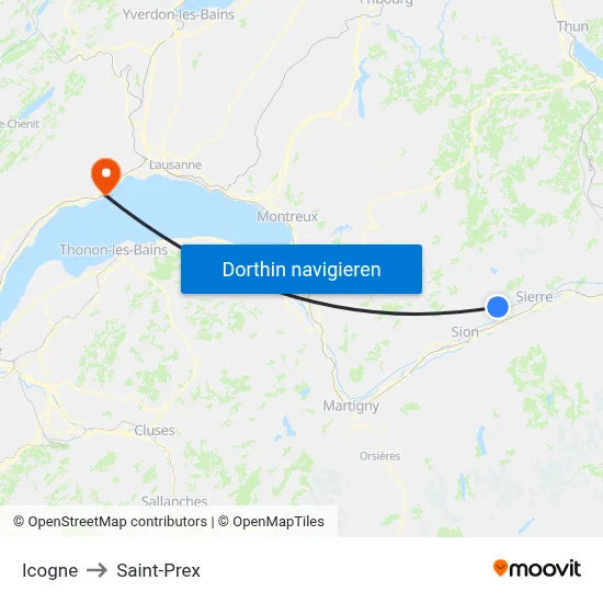 Icogne to Saint-Prex map