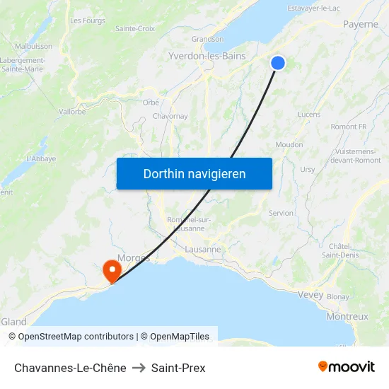 Chavannes-Le-Chêne to Saint-Prex map