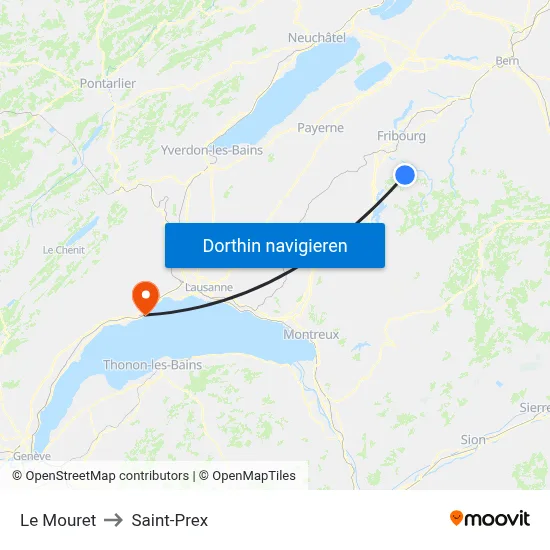 Le Mouret to Saint-Prex map