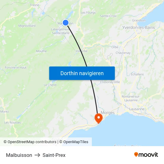 Malbuisson to Saint-Prex map