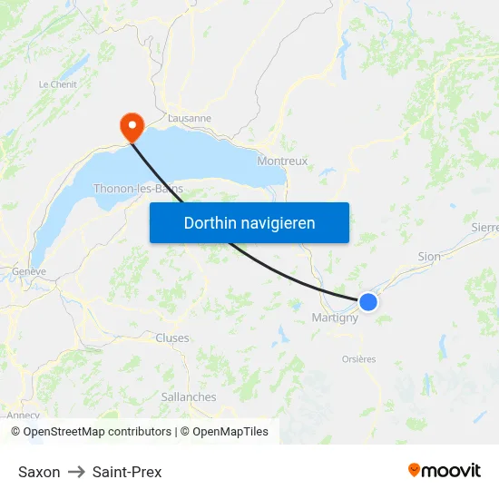 Saxon to Saint-Prex map