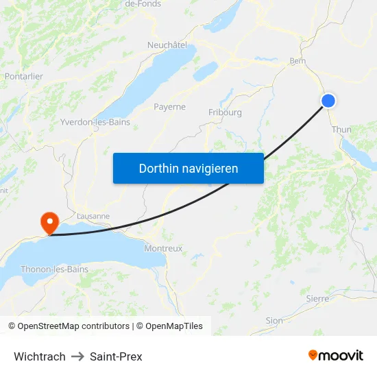 Wichtrach to Saint-Prex map