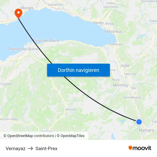 Vernayaz to Saint-Prex map