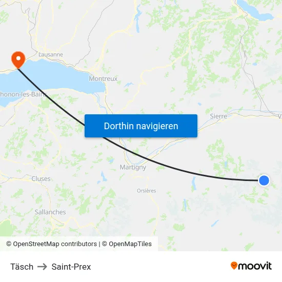 Täsch to Saint-Prex map