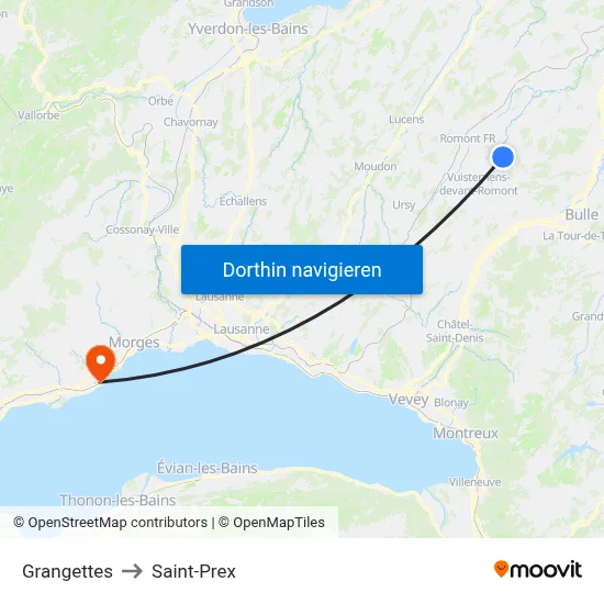 Grangettes to Saint-Prex map