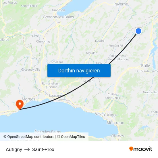 Autigny to Saint-Prex map