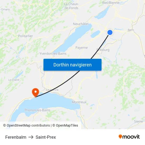 Ferenbalm to Saint-Prex map