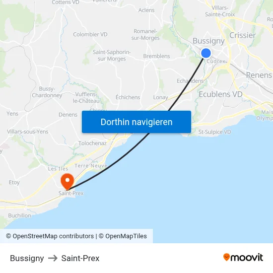 Bussigny to Saint-Prex map