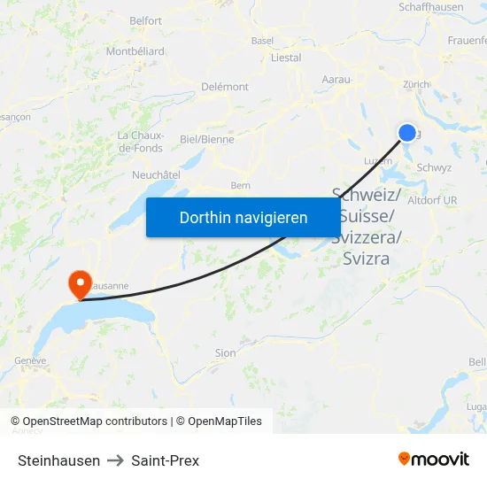 Steinhausen to Saint-Prex map
