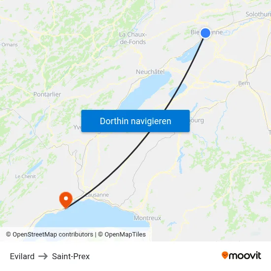 Evilard to Saint-Prex map