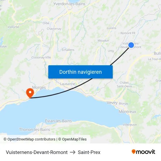 Vuisternens-Devant-Romont to Saint-Prex map