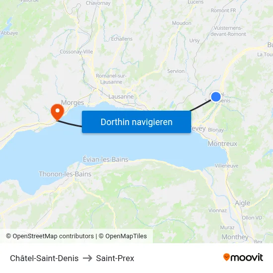 Châtel-Saint-Denis to Saint-Prex map