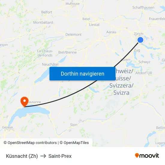 Küsnacht (Zh) to Saint-Prex map
