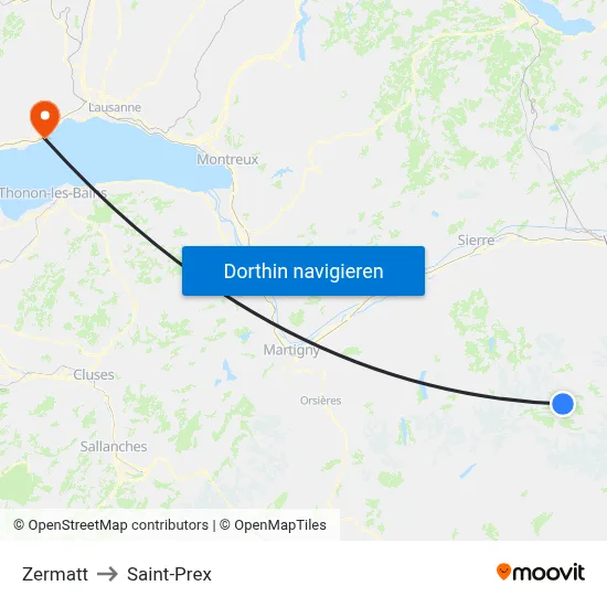 Zermatt to Saint-Prex map