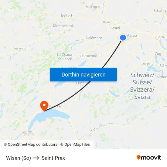 Wisen (So) to Saint-Prex map