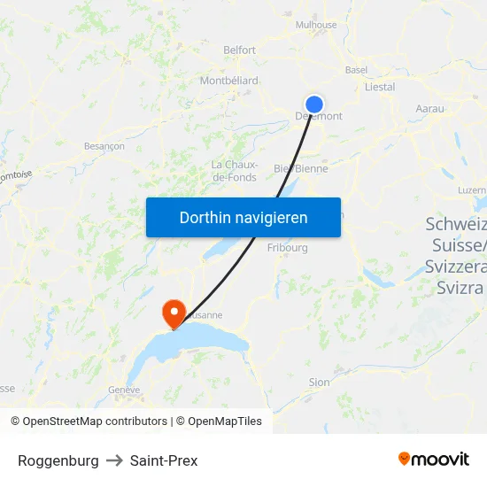 Roggenburg to Saint-Prex map
