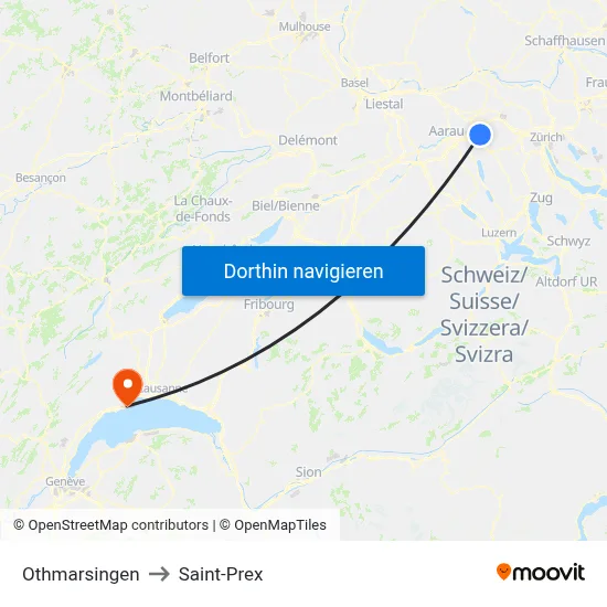 Othmarsingen to Saint-Prex map