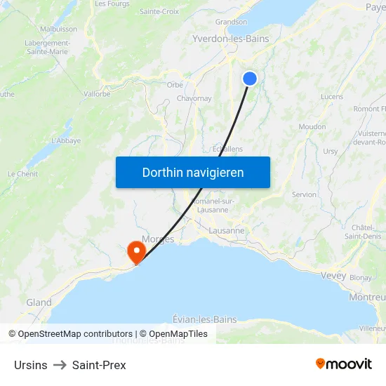 Ursins to Saint-Prex map