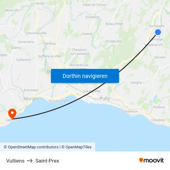 Vulliens to Saint-Prex map