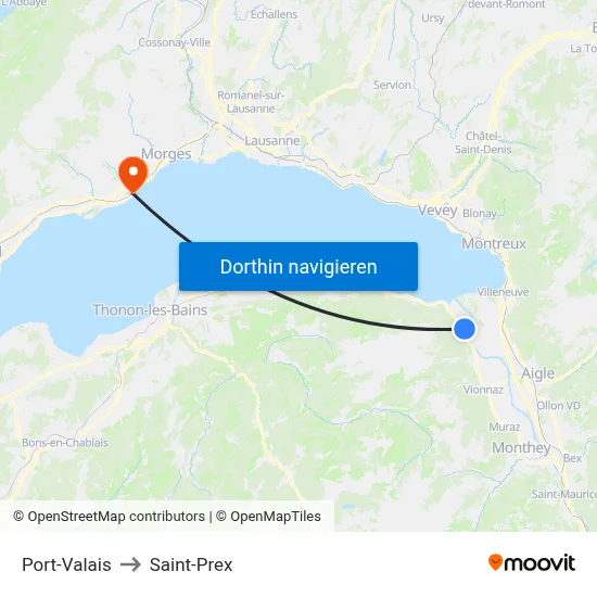 Port-Valais to Saint-Prex map