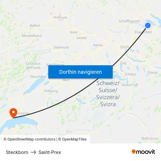 Steckborn to Saint-Prex map