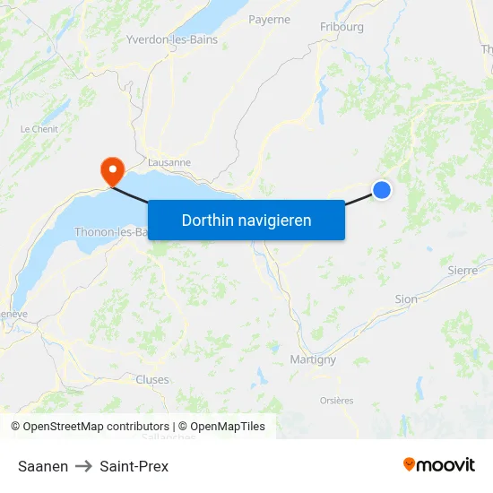Saanen to Saint-Prex map
