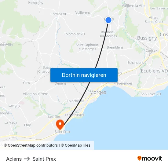 Aclens to Saint-Prex map