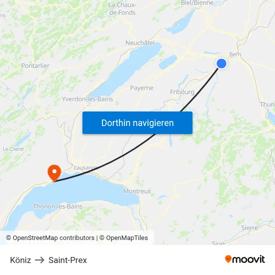 Köniz to Saint-Prex map